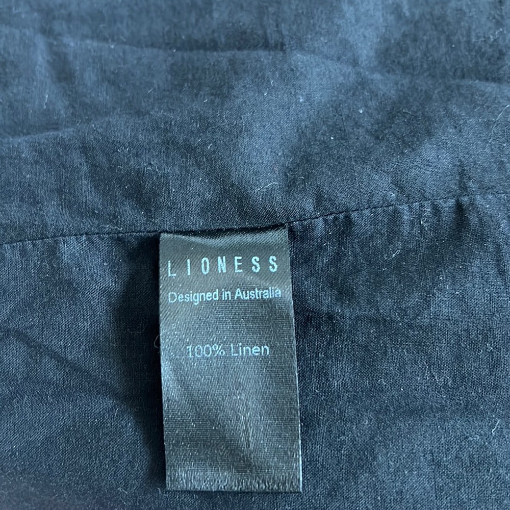 LIONESS Black Linen Mini Dress Sz Medium - Picture 5 of 12